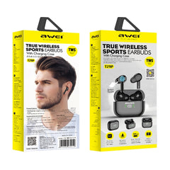 awei T29P Bluetooth V5.0 LED Digital Display Ture Wireless Sports IPX4 Waterproof TWS Headset with Charging Case