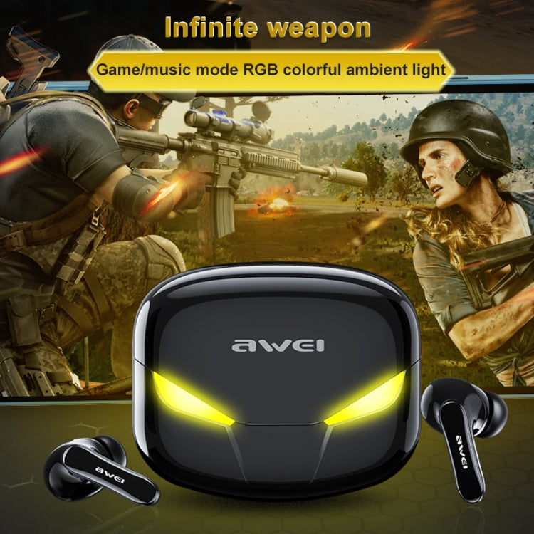 awei T35 Bluetooth V5.0 Ture Wireless Sports Game Dual Mode IPX5 Waterproof TWS Headset with Charging Case