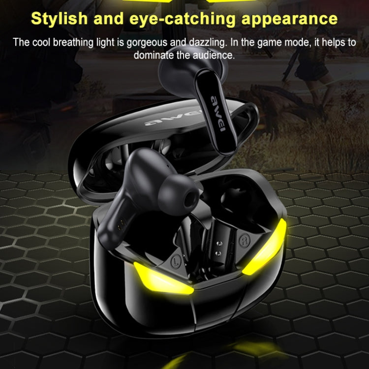 awei T35 Bluetooth V5.0 Ture Wireless Sports Game Dual Mode IPX5 Waterproof TWS Headset with Charging Case