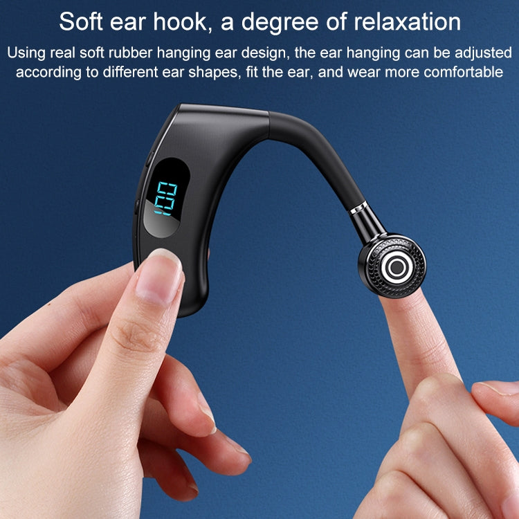 V12 Bluetooth 5.2 Business Hanging Ear Style Smart LED Digital Display Wireless Bluetooth Earphone with Charging Box