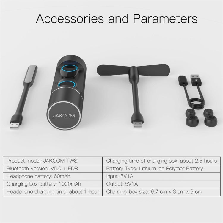 JAKCOM TWS Bluetooth 5.0 Multi-function Waterproof Wireless Bluetooth Headset