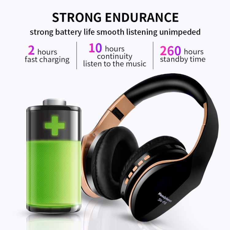 SN-P18 Foldable Bluetooth 4.0 Wireless Headset with Mic, Support TF Card