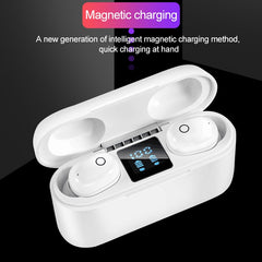 Dt-18 Wireless Two Ear Bluetooth Headset With 2000mAh Charging Cabin & Touch & Intelligent Magnetic Suction Charging