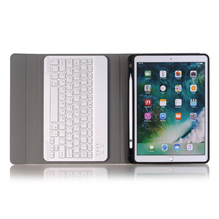 A09B Bluetooth 3.0 Ultra-thin ABS Detachable Bluetooth Keyboard Leather Tablet Case for iPad Air / Pro 10.5 inch (2019), with Pen Slot & Holder