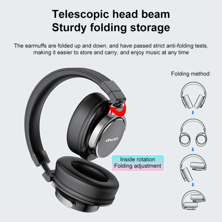 awei A710BL Foldable ANC Noise Cancelling Bluetooth Wireless Headset, A710BL