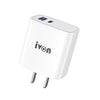 IVON AD52 18W USB-C / Type-C + USB Dual Port PD Fast Charge