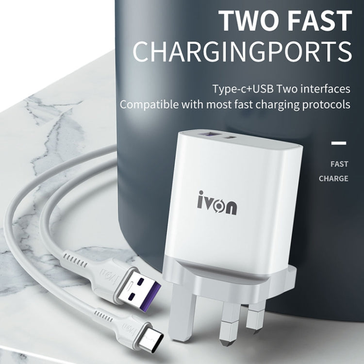 IVON AD52 18W USB-C / Type-C + USB Dual Port PD Fast Charge