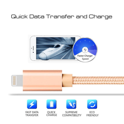 3A Woven Style Metal Head 8 Pin to USB Charge Data Cable, Cable Length: 1m, 1m 8 Pin