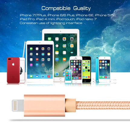 3A Woven Style Metal Head 8 Pin to USB Charge Data Cable, Cable Length: 1m, 1m 8 Pin