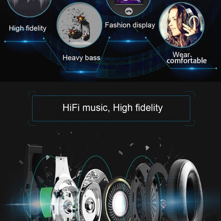 Zealot B19 Folding Headband Bluetooth Stereo Music Headset with Display for iPhone, Galaxy, Huawei, Xiaomi, LG, HTC and Other Smart Phones