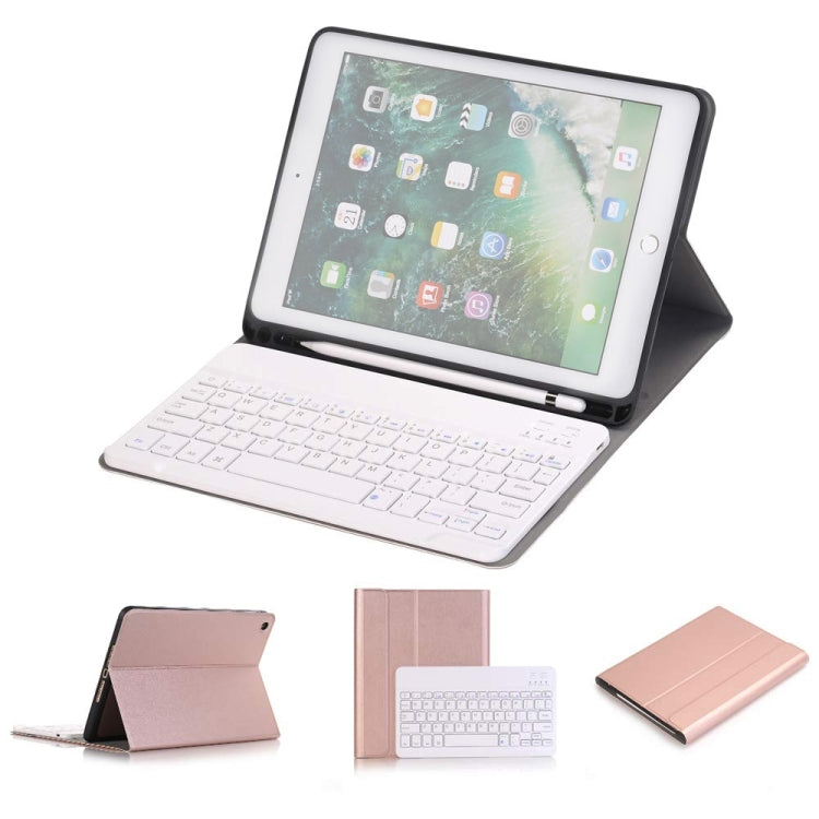 Detachable Bluetooth Keyboard + Horizontal Flip Leather Tablet Case with Holder & Pencil Holder for iPad Pro 9.7 inch, iPad Air, iPad Air 2, iPad 9.7 inch (2017), iPad 9.7 inch (2018), A07B Rose Gold, A07B Black, A07B Gold, A07B Blue