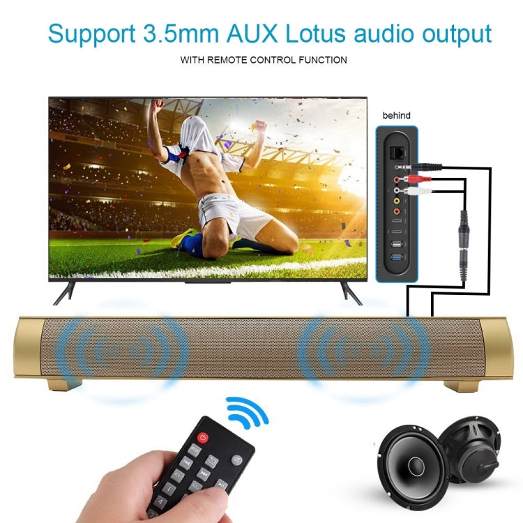 Soundbar LP-08 CE0152 USB MP3 Player 2.1CH Bluetooth Wireless Sound Bar Speaker with Remote Control, CE0152 Black, CE0152 Gold