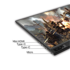 15.6 inch 1080P 178 Degree Wide Angle HD Portable Display Device for Desktop Computer / Game Console / Simultaneous Screen / PS4 / PS3 / XBox, with Mini HDMI & Micro USB & 2 USB-C / Type-C Interfaces