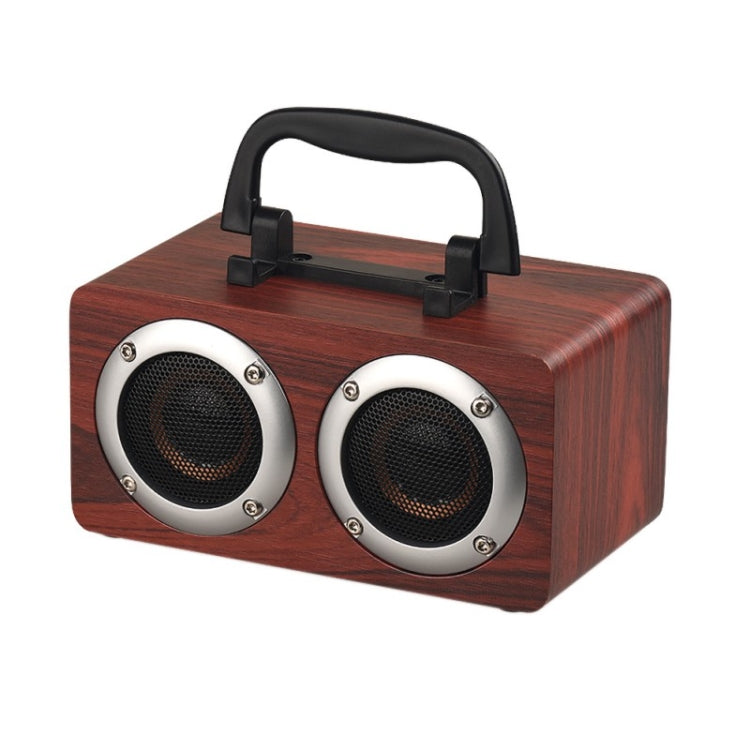 W5B Wooden Portable Dual Horn Stereo Bluetooth Speaker with Phone Holder, Support TF Card / AUX