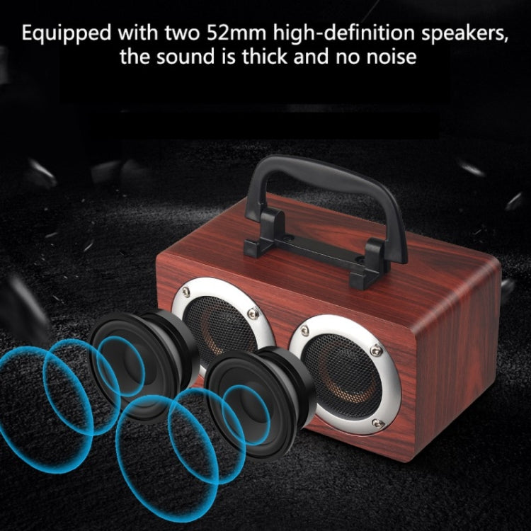 W5B Wooden Portable Dual Horn Stereo Bluetooth Speaker with Phone Holder, Support TF Card / AUX