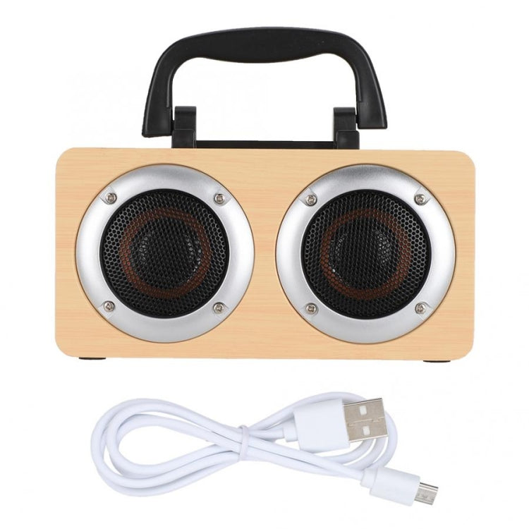 W5B Wooden Portable Dual Horn Stereo Bluetooth Speaker with Phone Holder, Support TF Card / AUX