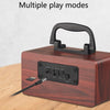 W5B Wooden Portable Dual Horn Stereo Bluetooth Speaker with Phone Holder, Support TF Card / AUX