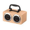 W5B Wooden Portable Dual Horn Stereo Bluetooth Speaker with Phone Holder, Support TF Card / AUX