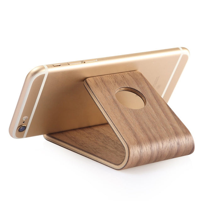 JS01 Wooden Desktop Phone Holder Universal Curved Wood Support Frame For Tablet Phones (Lindens)