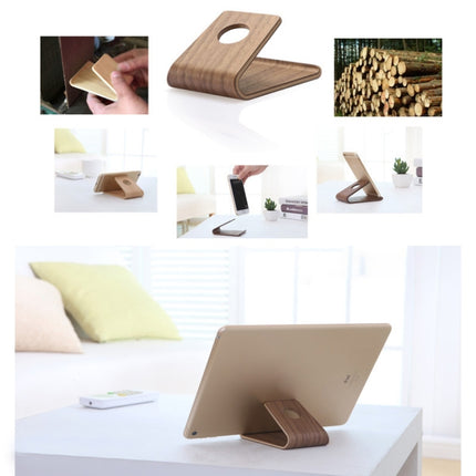 JS01 Wooden Desktop Phone Holder Universal Curved Wood Support Frame For Tablet Phones (Lindens)