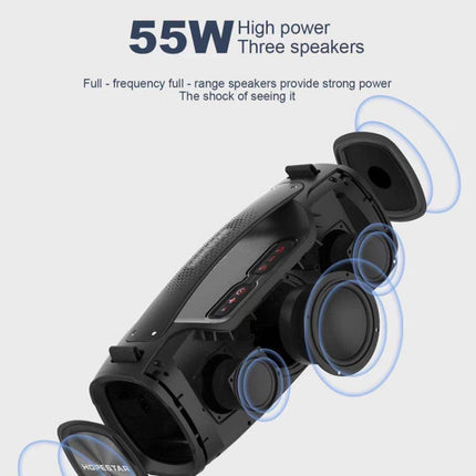 HOPESTAR A6X TWS Portable Outdoor Bluetooth Speaker with Colorful Music Lights, Support Power Bank & Hands-free Call & U Disk & TF Card & 3.5mm AUX