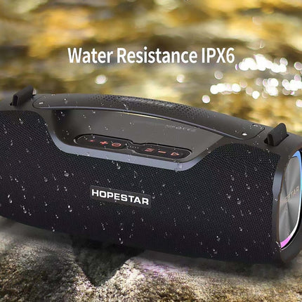 HOPESTAR A6X TWS Portable Outdoor Bluetooth Speaker with Colorful Music Lights, Support Power Bank & Hands-free Call & U Disk & TF Card & 3.5mm AUX
