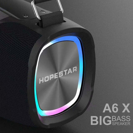 HOPESTAR A6X TWS Portable Outdoor Bluetooth Speaker with Colorful Music Lights, Support Power Bank & Hands-free Call & U Disk & TF Card & 3.5mm AUX