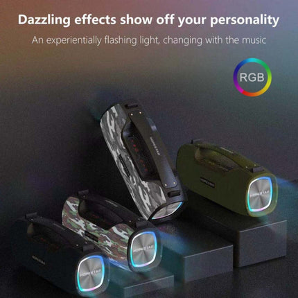 HOPESTAR A6X TWS Portable Outdoor Bluetooth Speaker with Colorful Music Lights, Support Power Bank & Hands-free Call & U Disk & TF Card & 3.5mm AUX