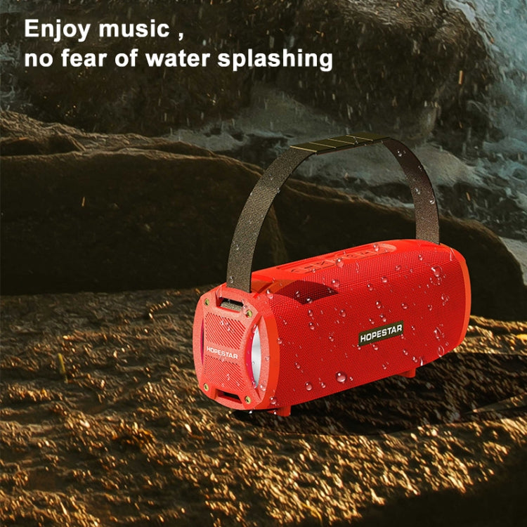 HOPESTAR H24 Pro TWS Portable Outdoor Waterproof Woven Textured Bluetooth Speaker with Rhythm Light, Support Hands-free Call & U Disk & TF Card & 3.5mm AUX & FM, H24 Pro Black, H24 Pro Grey, H24 Pro Blue, H24 Pro Red