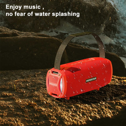 HOPESTAR H24 Pro TWS Portable Outdoor Waterproof Woven Textured Bluetooth Speaker with Rhythm Light, Support Hands-free Call & U Disk & TF Card & 3.5mm AUX & FM, H24 Pro Red, H24 Pro Black, H24 Pro Grey, H24 Pro Blue