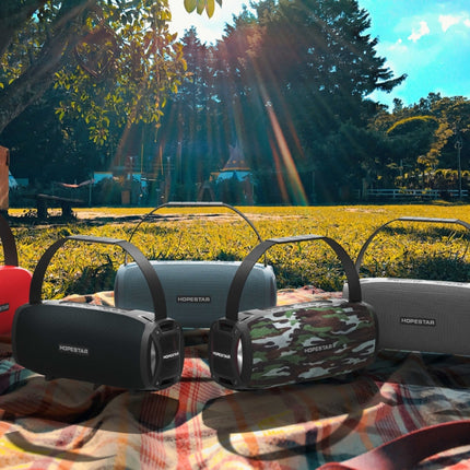 HOPESTAR H24 Pro TWS Portable Outdoor Waterproof Woven Textured Bluetooth Speaker with Rhythm Light, Support Hands-free Call & U Disk & TF Card & 3.5mm AUX & FM, H24 Pro Red, H24 Pro Black, H24 Pro Grey, H24 Pro Blue