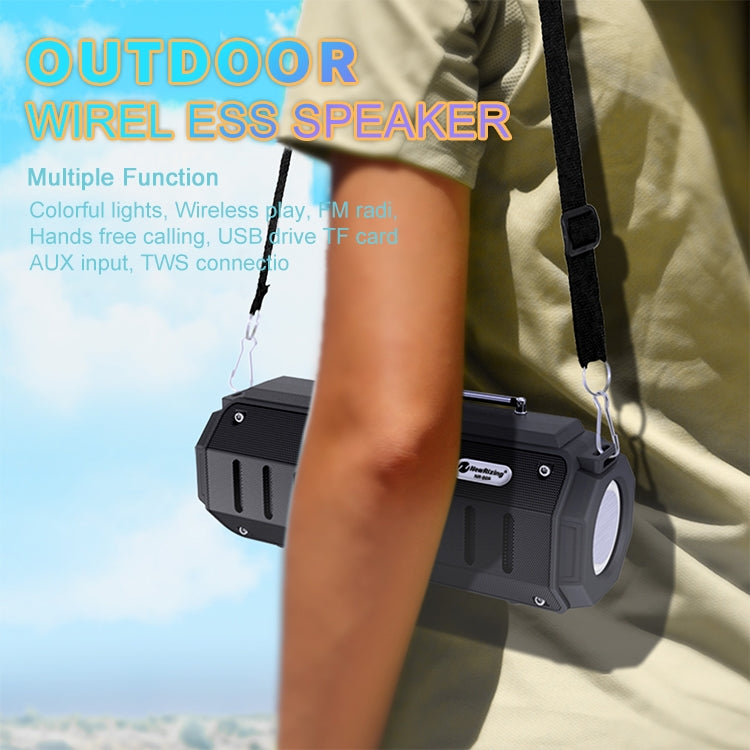 New Rixing NR-905FM TWS Bluetooth Speaker Support Hands-free Call / FM with Shoulder Strap & Antenna, NR-905FM (Red), NR-905FM (Black), NR-905FM (Green), NR-905FM (Blue)