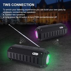 New Rixing NR-905FM TWS Bluetooth Speaker Support Hands-free Call / FM with Shoulder Strap & Antenna, NR-905FM (Black), NR-905FM (Green), NR-905FM (Blue), NR-905FM (Red)