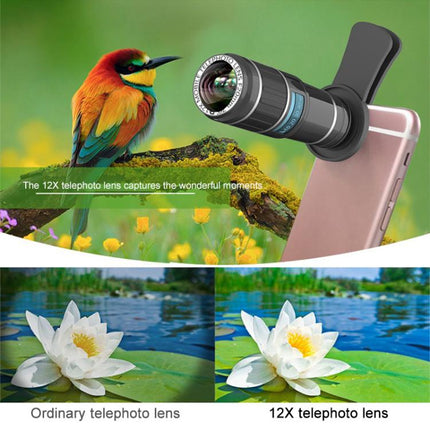 HAUTIK HK-002 5 in 1 180 Degree Fisheye Lens + 0.65X Macro &  Wide Lens + 12X Telephoto Lens + Star Line Lens Kits, HK-002