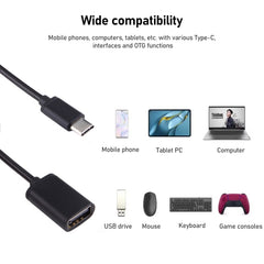 8.3cm USB Female to Type-C Male Metal Wire OTG Cable Charging Data Cable