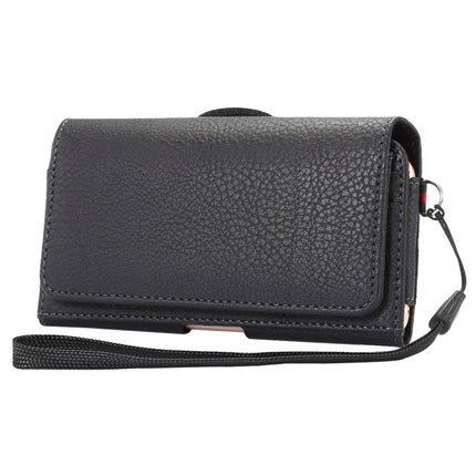 Universal Litchi Texture Vertical Flip Thwartwise PU Leather Case / Waist Bag with Back Splint & Card Slots & 15cm Lanyard for  iPhone 8 & 7  & 6s & 6, Galaxy SIV & SIII, Xiaomi Redmi 3 & 3X, Size: 14.3 x 7.5 x 1.5 cm