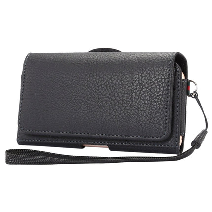 Universal Litchi Texture Vertical Flip Thwartwise PU Leather Case / Waist Bag with Back Splint & Card Slots & 15cm Lanyard for  iPhone 8 & 7  & 6s & 6, Galaxy SIV & SIII, Xiaomi Redmi 3 & 3X, Size: 14.3 x 7.5 x 1.5 cm