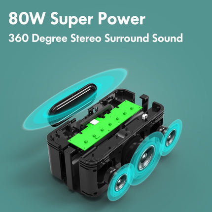 XDOBO X8 Plus 80W Wireless Bluetooth Speaker Outdoor Subwoofer Support TWS & TF Card & U Disk, X8 Plus