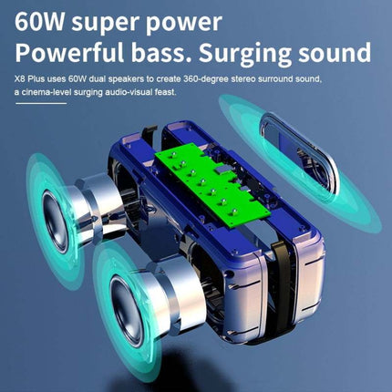 XDOBO X8 60W Wireless Bluetooth Speaker Outdoor Subwoofer Support TWS & TF Card, X8