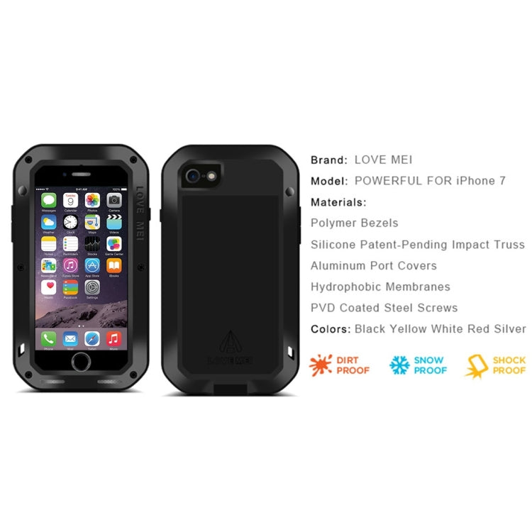 LOVE MEI for  iPhone 7 Professional and Powerful Dustproof Shockproof Anti-slip Metal Protective Case