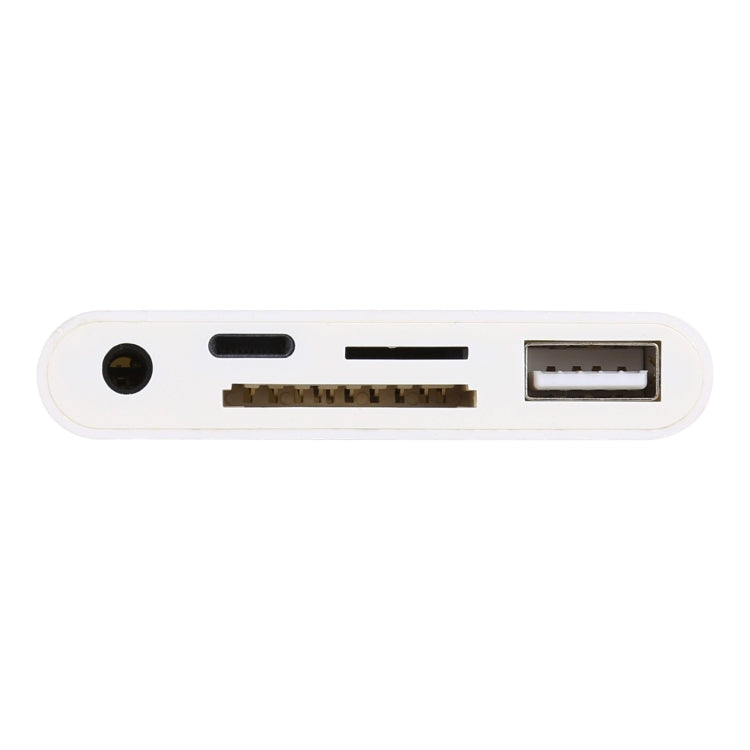 5 in 1  8 Pin to USB HUB And USB-C / Type-C And 3.5mm Earphone And SD And TF Card Reader