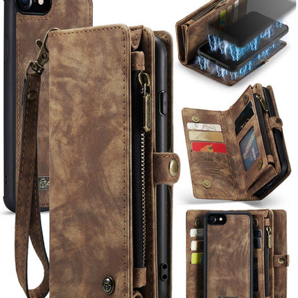 CaseMe for  iPhone 8 & 7  Multifunctional Leather Billfold with Detachable Magnetic PC Back Protective Case & Holder & 10 Card Slots & 3 Cash Slots & 1 Zipper Wallet & 2 Photo Frames & 3 Magnetic Clasps