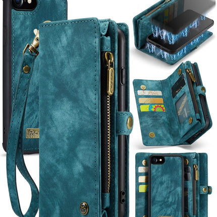 CaseMe for  iPhone 8 & 7  Multifunctional Leather Billfold with Detachable Magnetic PC Back Protective Case & Holder & 10 Card Slots & 3 Cash Slots & 1 Zipper Wallet & 2 Photo Frames & 3 Magnetic Clasps