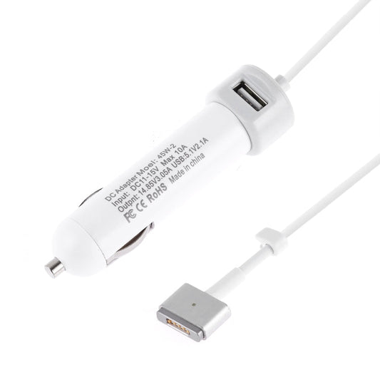 45W-2 5.1V 2.1A USB Interface Car Charger with 14.85V 3.05A T MagSafe 2 Interface Data Cable
