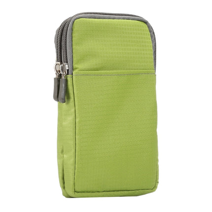 Universal Multi-function Plaid Texture Double Layer Zipper Sports Waist Bag / Shoulder Bag for iPhone X  & 7 & 7 Plus / Galaxy S9+ / S8+ / Note 8 / Sony Xperia Z5 / Huawei Mate 8, Size: 16.5 x 9.0 x 3.0cm