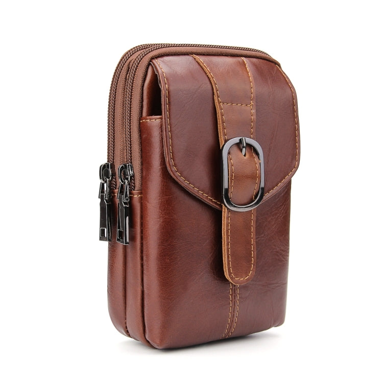 6.3 inch and Below Universal Crazy Horse Texture Genuine Leather Men Vertical Style Case Waist Bag with Belt Hole for Sony, Huawei, Meizu, Lenovo, ASUS, Cubot, Oneplus, Xiaomi, Ulefone, Letv, DOOGEE, Vkworld, and other Smartphones