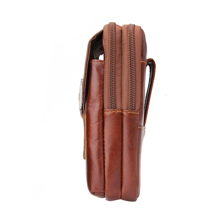 6.3 inch and Below Universal Crazy Horse Texture Genuine Leather Men Vertical Style Case Waist Bag with Belt Hole for Sony, Huawei, Meizu, Lenovo, ASUS, Cubot, Oneplus, Xiaomi, Ulefone, Letv, DOOGEE, Vkworld, and other Smartphones