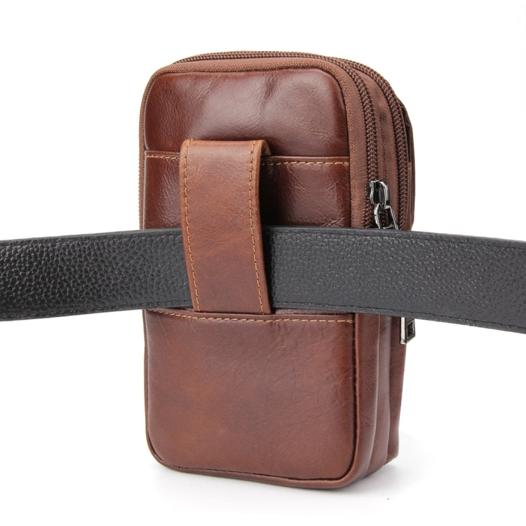 6.3 inch and Below Universal Crazy Horse Texture Genuine Leather Men Vertical Style Case Waist Bag with Belt Hole for Sony, Huawei, Meizu, Lenovo, ASUS, Cubot, Oneplus, Xiaomi, Ulefone, Letv, DOOGEE, Vkworld, and other Smartphones