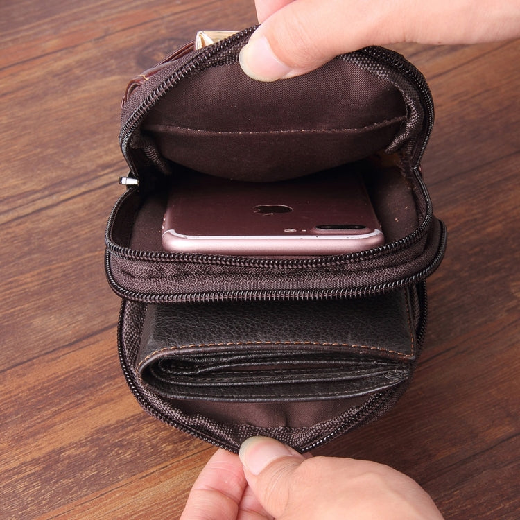 6.3 inch and Below Universal Crazy Horse Texture Genuine Leather Men Vertical Style Case Waist Bag with Belt Hole for Sony, Huawei, Meizu, Lenovo, ASUS, Cubot, Oneplus, Xiaomi, Ulefone, Letv, DOOGEE, Vkworld, and other Smartphones