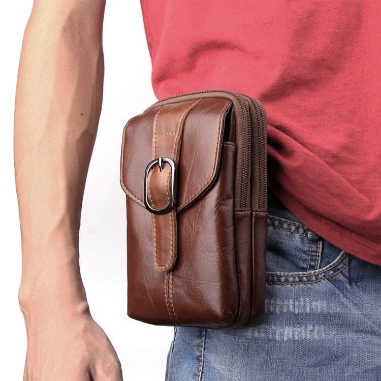 6.3 inch and Below Universal Crazy Horse Texture Genuine Leather Men Vertical Style Case Waist Bag with Belt Hole for Sony, Huawei, Meizu, Lenovo, ASUS, Cubot, Oneplus, Xiaomi, Ulefone, Letv, DOOGEE, Vkworld, and other Smartphones